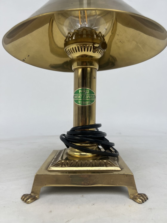Vintage Brass Table Lamp, Orient Express Istanbul – Glass (photo 3 of 5)