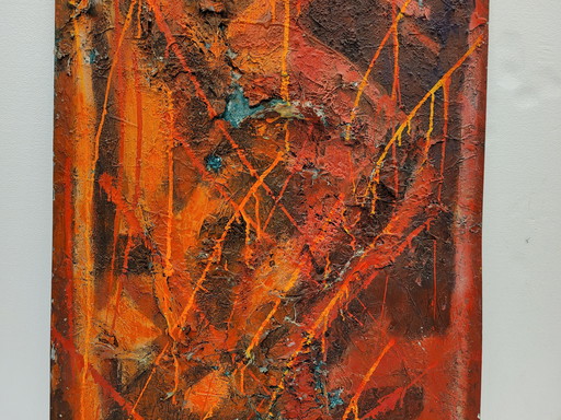 Dipinto d'epoca su lastra di metallo di Valladolid Antonio García Tola