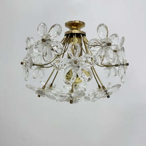 Plafonnier fleur de cristal Mid-Century, années 70