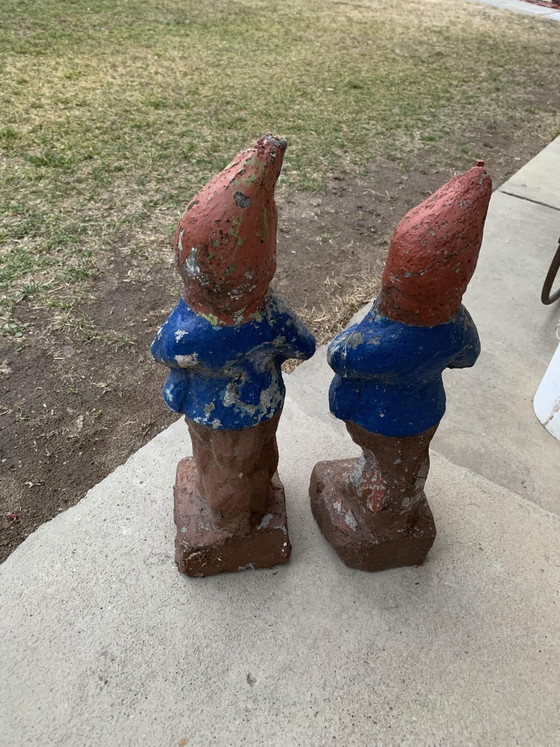 Garden Cement Dwarf Sculptures, Set of 2 (photo 3 of 4)