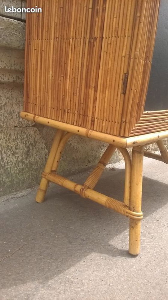 Image 1 of Two-door rattan sideboard in the Audoux Minet style