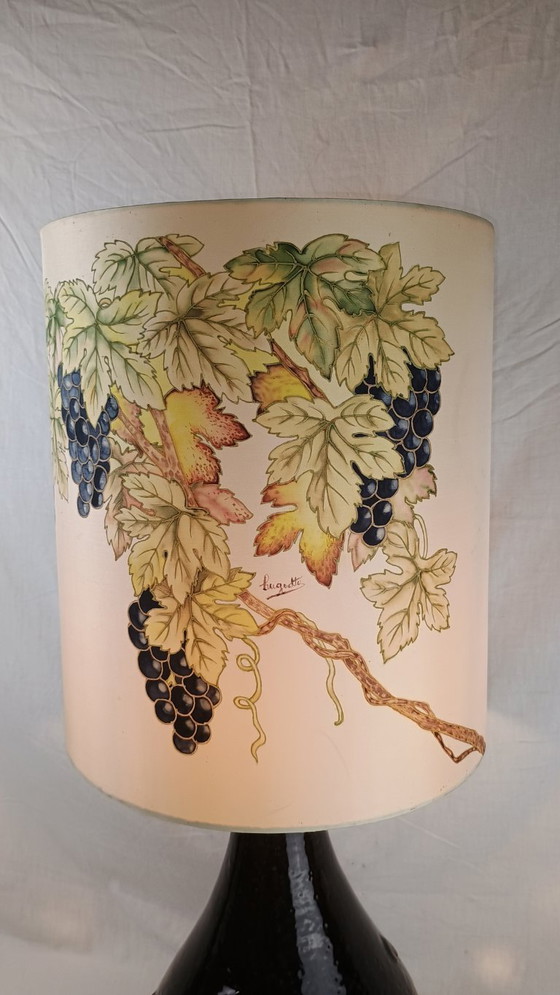 Image 1 of Lampada da terra vintage in ceramica anni '70 con paralume firmato - stile Germania Ovest, motivo a uva, design di metà secolo