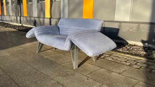 Sofá de diseño De Sede DS142 Cuero (grabado) azul