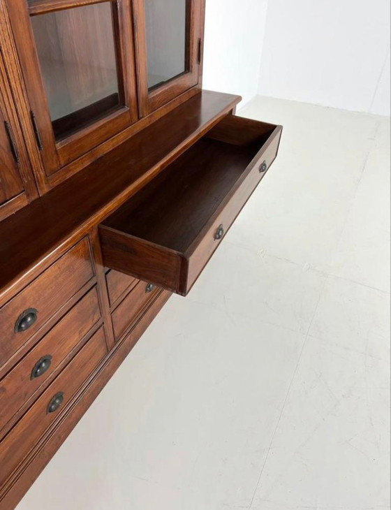 Eichholtz Sideboard - Bookcase - Display cabinet - solid oak cabinet Flamant, Wood, Glass, Brown, Klassiek (photo 10 of 15)