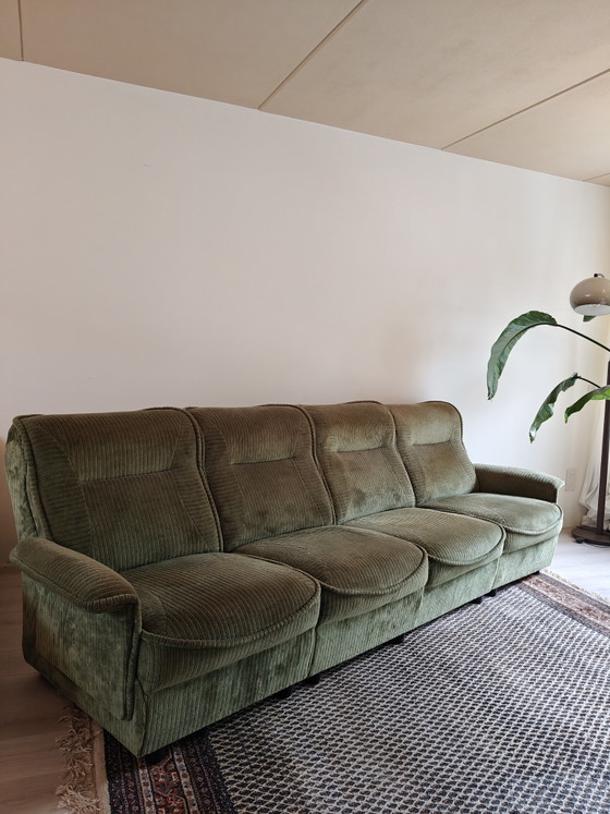 Image 1 of Canapé modulaire vintage vert côtelé