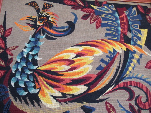 Grande TAPISSERIE ROYAL PARIS " l'oiseau d'or " 79cm x 63cm - JEAN LURCAT - JEAN PICARD LEDOUX