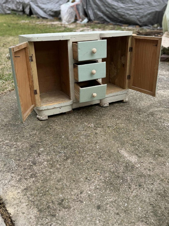 Vintage Hand-Painted Wood Cabinet – Sideboard cabinet (photo 3 of 6)