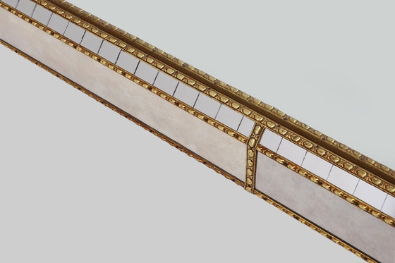 Image 1 of Large 20th Century Venetian Trapezium Mosaic Mirror with Brass Garlands