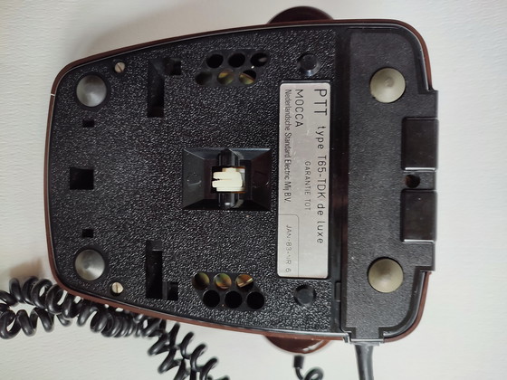 Image 1 of Phone PTT Brown Mocca Vintage Retro Pushbutton '70s Seventies