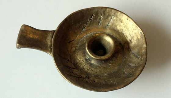 Image 1 of Solid design candle holder/chamber chandelier brass Brutalist - handmade - vintage