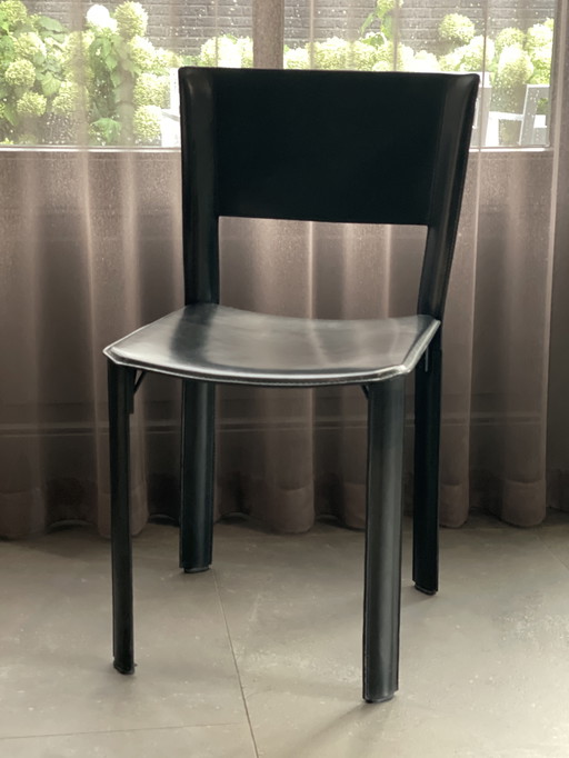 6 Fasem black leather dining chairs