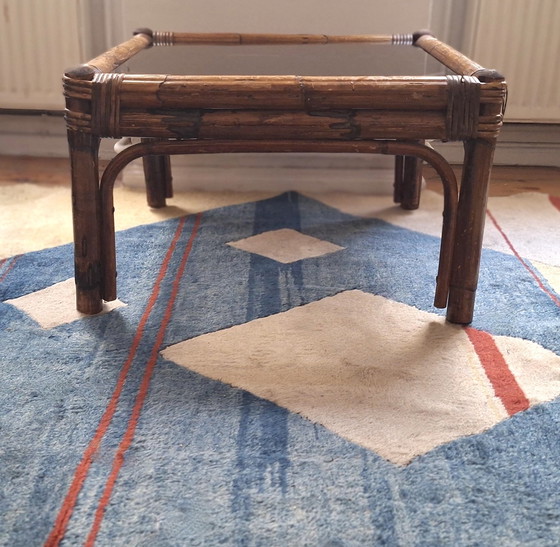 Image 1 of Tavolino in bambù e vetro fumé, anni '60