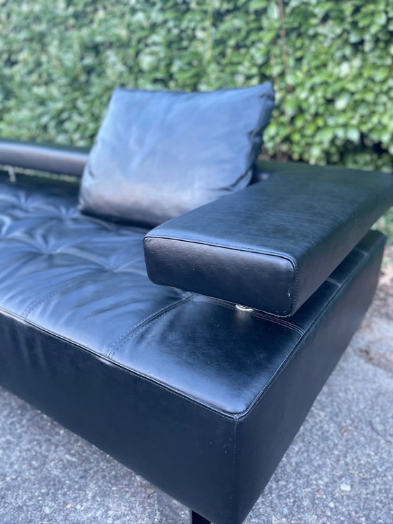 Image 1 of Montèl Cipriani design hoekbank zwart leer met hocker – Iconisch Nederlands design – Premium zwart lederen comfort