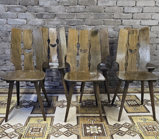 Set De 6 Chaises Bistrots Année 1970 Vintage 