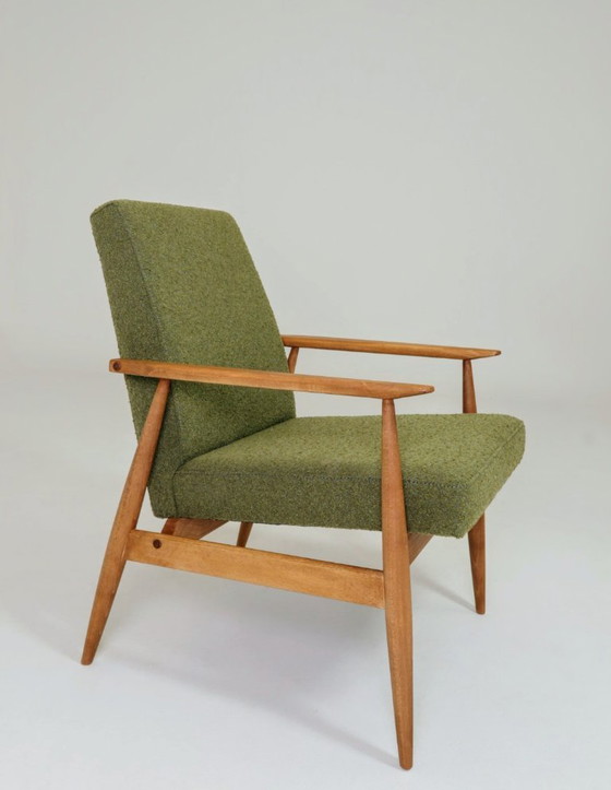 Image 1 of Vintage fauteuil mosgroen bouclé ontwerp van H.Lis