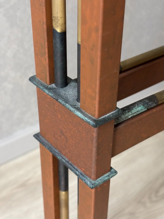 Image 1 of Art Deco Sidetable with glass top - Stylish and sculptural design