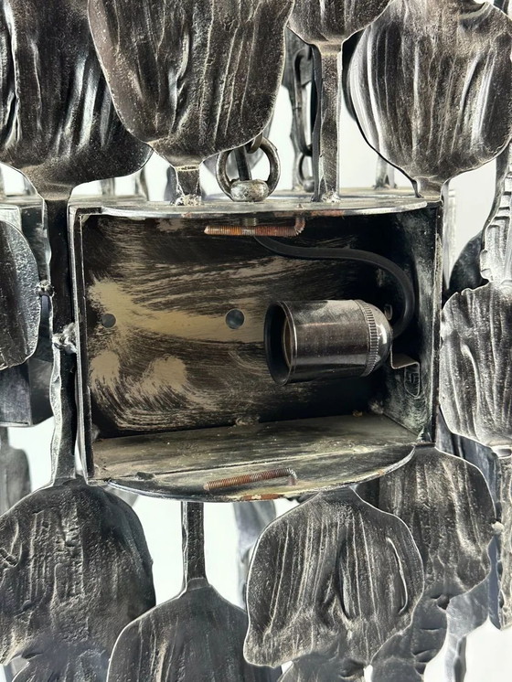 Image 1 of 60s 70s Brutalistische kroonluchter plafondlamp Tom Ahlström & Hans Ehrlich