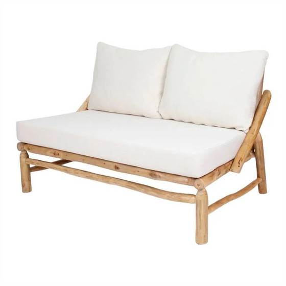 Arcila 2-seater wooden bench – 2 seaters, Textile, Rustic (photo 2 of 4)