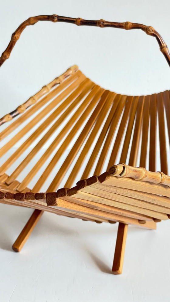 Image 1 of Vintage Wooden and Bamboo Fruit Bowl