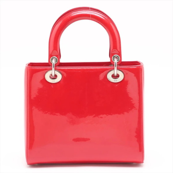 Lady Dior Mediana roja de charol – Christian Dior, Bolsos de mano, Cuero (photo 2 of 15)