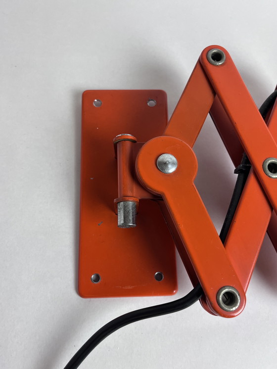 Image 1 of Lampada a forbice vintage Hustadt – Design Space Age – Anni '60/'70 – Arancione e cromo