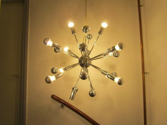 Image 1 of Sputniklamp Spoetniklamp Vintage Space Age 12 reflector lampjes.