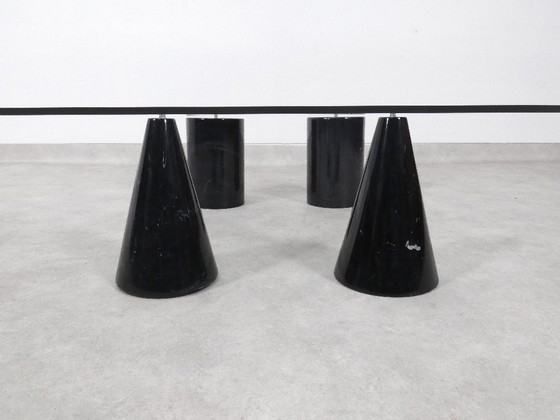 Image 1 of Vintage Italian Rectangular Marble Coffee Table with Glass Top