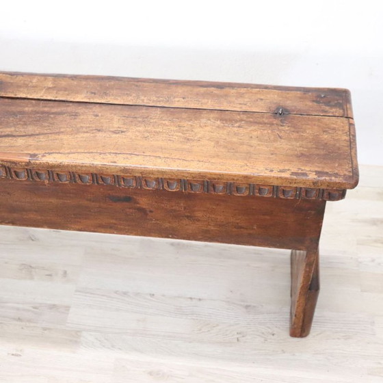 Panca lunga antica in noce con contenitore, Italia inizio XVIII secolo – Panche, Legno (photo 8 of 18)