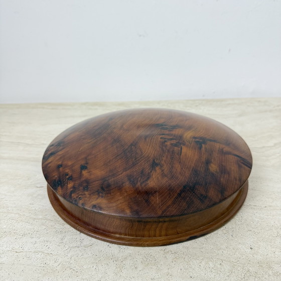 Image 1 of Boîte à bijoux ancienne en bois de ronce avec couvercle