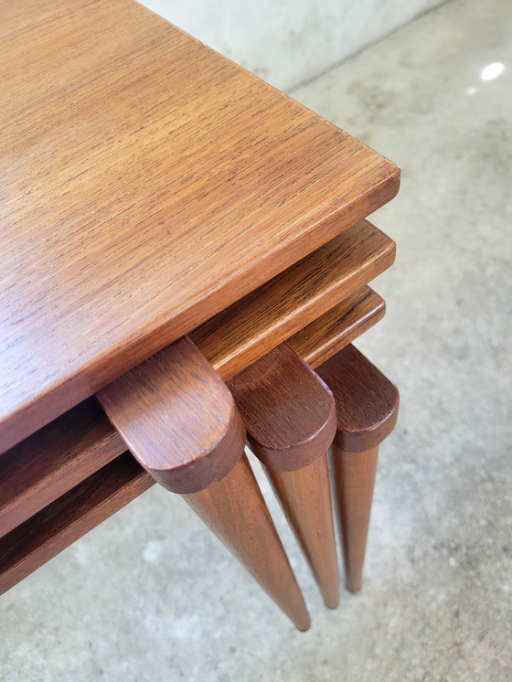Image 1 of Vintage Teak Nesting Table Set Of Opal 1960s