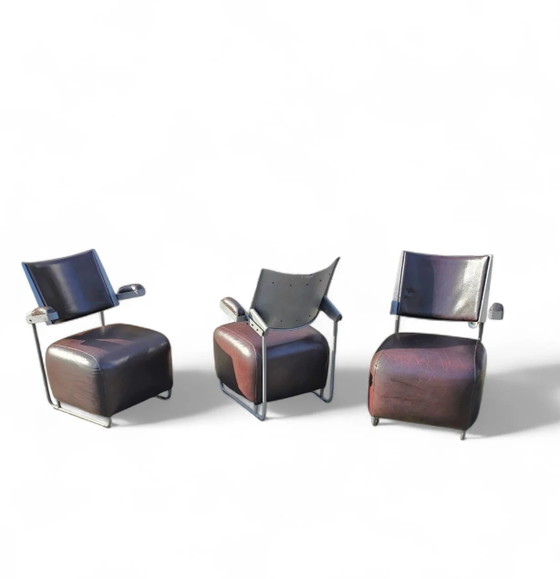 3 x Oscar Sessel von Harri Korhonen für Inno Interior Oy / braunes Leder / 1980er Jahre – Leather (photo 6 of 14)
