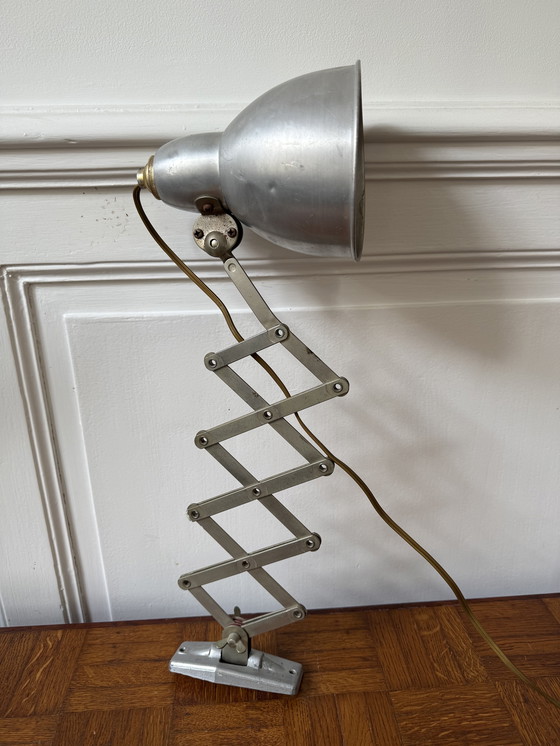 Image 1 of Mazda zigzag verchroomde vintage industriële werkplaatslamp