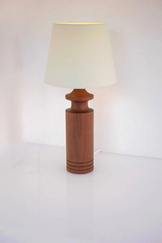 Image 1 of Large mid-century modern Danish teak table lamp
