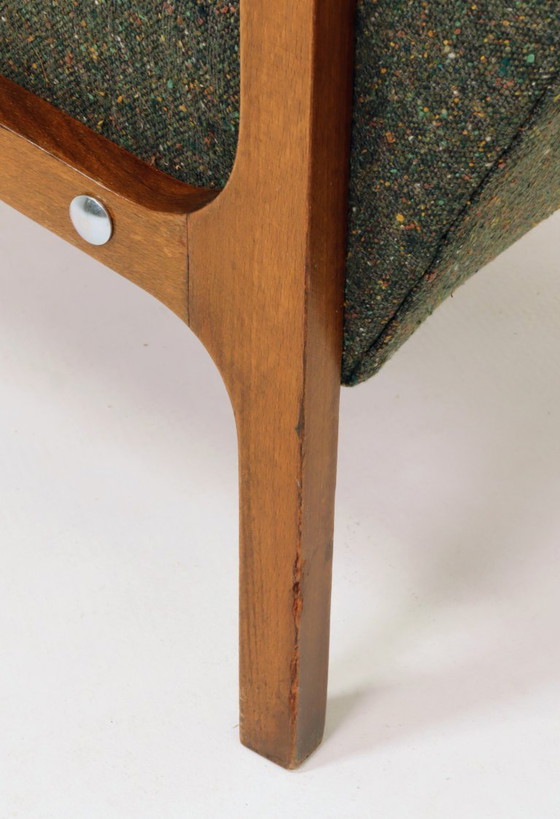 Image 1 of Vintage Pair Armchair Avocado Green Tweed Upholstery, 1960, Poland