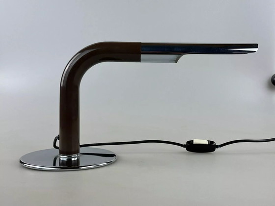 Image 1 of 60s 70s table lamp Ingo Maurer Gulp tube lamp chrome metal Space Age