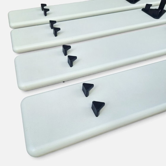 Vintage Wooden Wall Coat Rack with Plastic Hooks, White (photo 4 of 5)