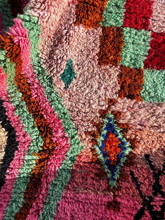 Image 1 of Modern Marokkaans handgemaakt wollen vloerkleed – Kleurrijk Berber vloerkleed 200x300 cm, eigentijdse boho woonkamerdecoratie