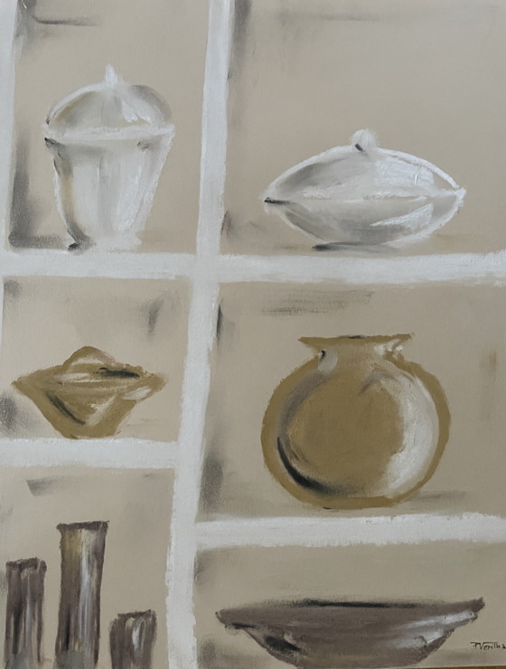 Image 1 of Natura morta firmata a pastello, laboratorio di ceramica in Marocco