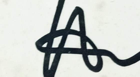 Image 1 of Póster retromóvil original firmado a mano de 1986 - François Bruère - enmarcado detrás de un cristal.