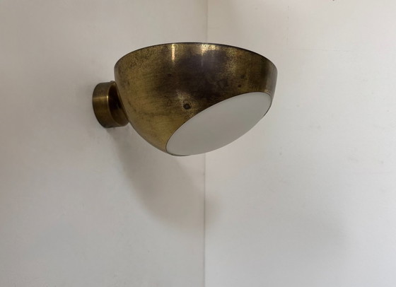 Image 1 of Coppia di applique vintage in ottone e vetro, Italia 1960