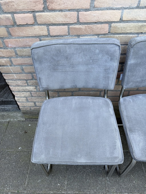 🪑✅ 6 Grey Zuiver Ridge Rib Fabric Chairs – eetkamerstoelen, Chrome, Textile (photo 2 of 9)