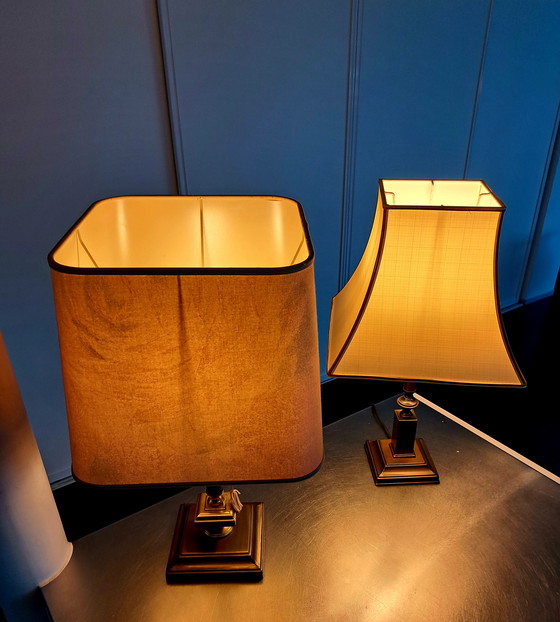 Image 1 of Lampade da tavolo a colonna in ottone Herda