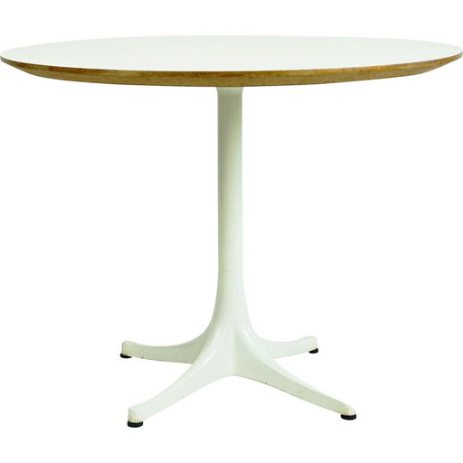 Tavolino vintage bianco con piedistallo di George Nelson per Herman Miller, USA 1960