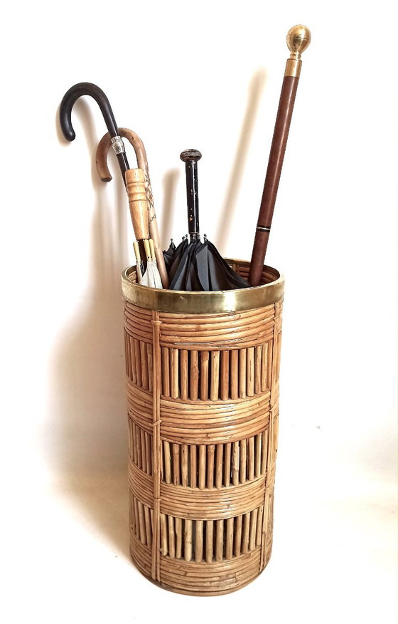 Gabriella Crespi Bambus Messing Regenschirmständer 70er Jahre Höhe 51 cm – Bamboo (photo 9 of 9)