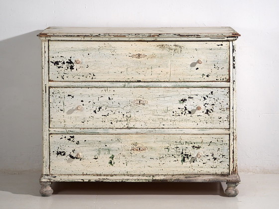 Large antique chest of drawers with white patina (c.1920) #42 (photo 39 of 40)