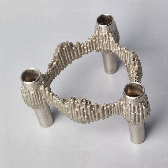 Image 1 of Set Van 5 Modulaire Vintage Kandelaars, Quist Nagel (Variomaster), West Duitsland, Kleur: Nikkel