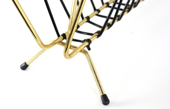 Image 1 of 1950s Brass Magazine Holder Magazine Rack
