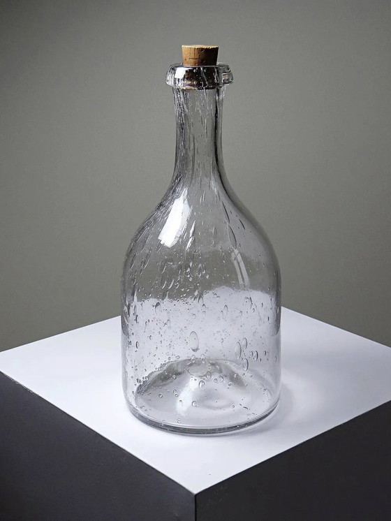 Grande bottiglia antica in vetro soffiato con bolle, inizio XX secolo. – Bicchieri e caraffe, Cristallo (photo 4 of 16)