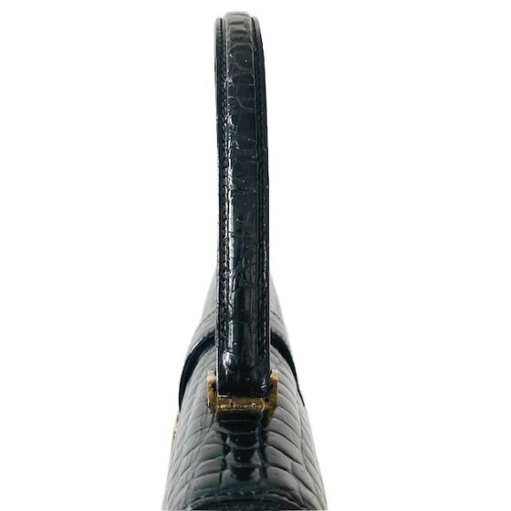Image 1 of Borsa vintage in vernice nera con stampa coccodrillo Vimar Paris, anni '60