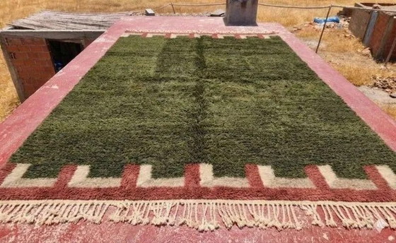 Moroccan Berber rug in khaki green and ecru 300x200 cm – handmade – Rugs & carpets, Wool, Cotton, Vintage (photo 2 of 7)